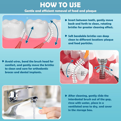 120 Pieces Interdental Brushes Between Teeth, Braces Toothbrush Flossers Cleaner Dental Floss Picks for Teeth Braces Orthodontic Hygiene Cleaning ...